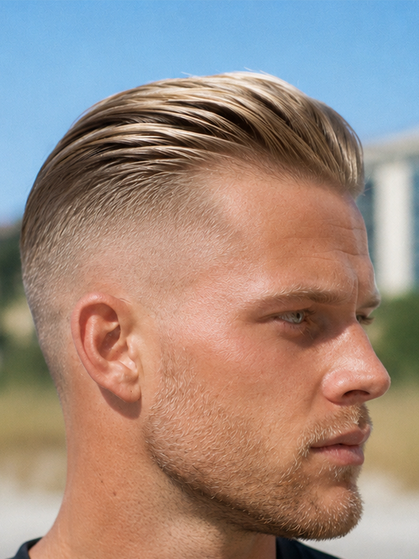 Slick back gris sur un homme plus âgé, net et soigné