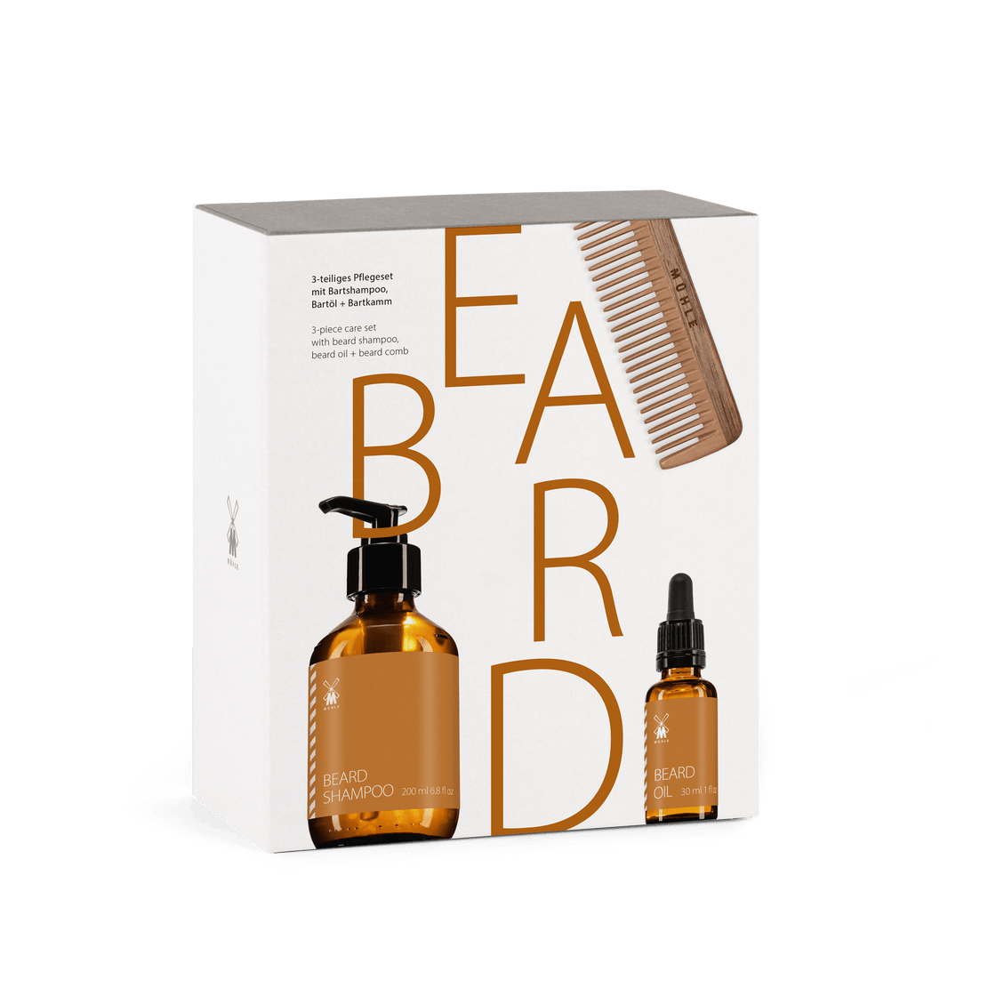 Set de soins pour barbe, 4 pièces, Rowan & Walnut, Végan
