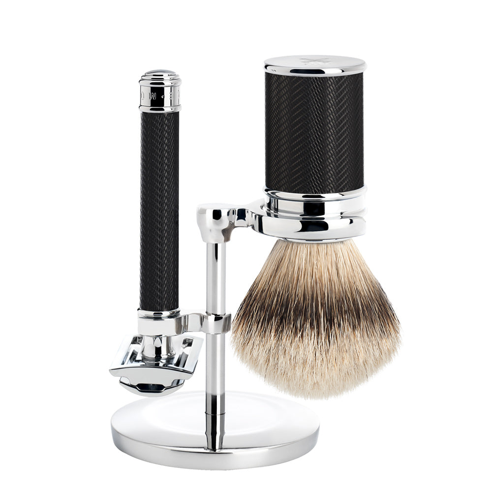 Ensemble de rasage traditionnel - Rasoir de sécurité - Silvertip - Noir