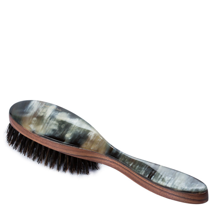 Brosse à cheveux ovale large en corne véritable Mariella Martinato