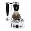 Mühle Rytmo Rasoir de Sécurité Rasage (4 pièces) – Pur Blaireau – Noir